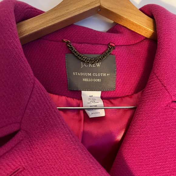 J Crew bright pink Pea Coat size 10 tall - Picture 3 of 4